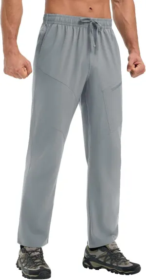 baleaf Men's Hiking Pants Ripstop Water Resistant Cargo Quick Dry Travel Elastic Waist with Zip Pockets UPF 50  Work