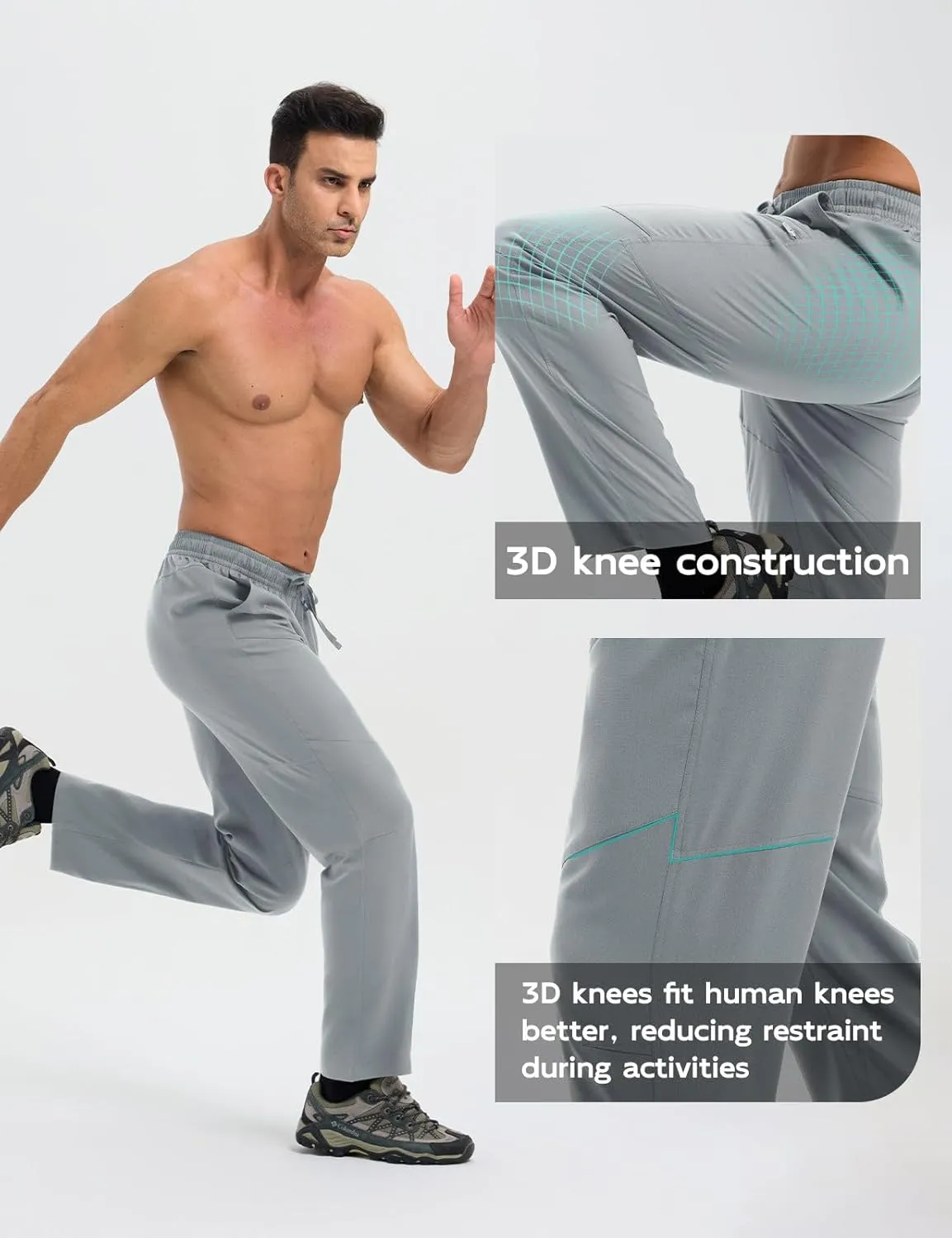 baleaf Men's Hiking Pants Ripstop Water Resistant Cargo Quick Dry Travel Elastic Waist with Zip Pockets UPF 50  Work