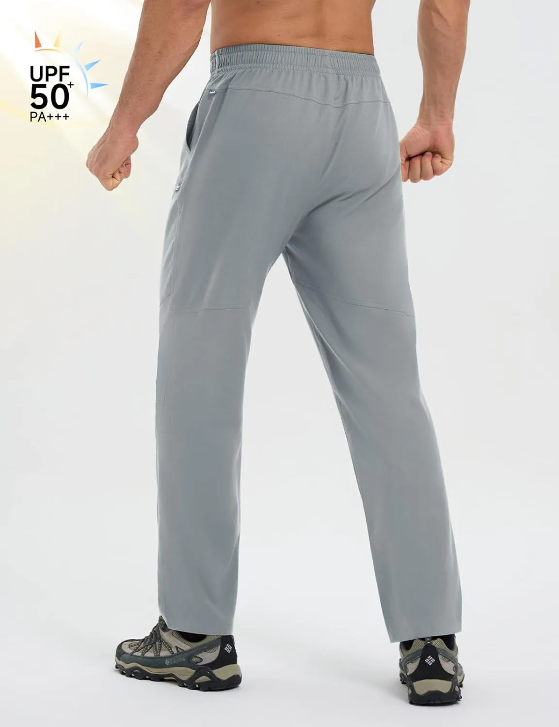 baleaf Men's Hiking Pants Ripstop Water Resistant Cargo Quick Dry Travel Elastic Waist with Zip Pockets UPF 50  Work