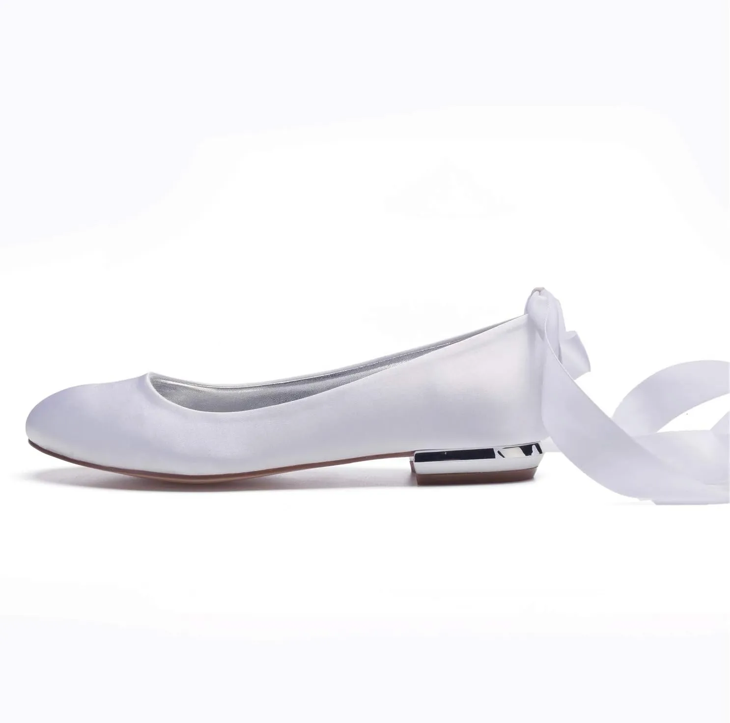 Ballerina Flats Shoes for Women Summer Bride Lace Tie Up Formal Wedding Party Dress Shoes