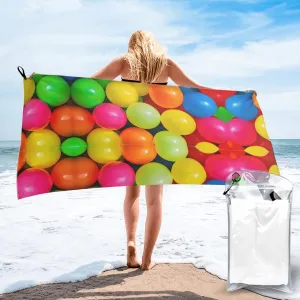 Balls Colors Pattern Print Premium Compact Microfiber Travel Towel-Featherlight & Quick Dry,Sand-Resistant Beach Towel for Swimming,Camping,Vacation Essentials with Carry Pouch