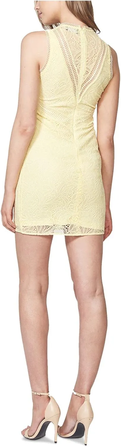 Bardot Womens Lace Zippered Lined Sleeveless Crew Neck Mini Evening Sheath Dress