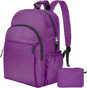 Basic Purple Backpack for School, Water Resistant Bookbag for Girls & Boys, Travel & Work Backpack for Women & College Students