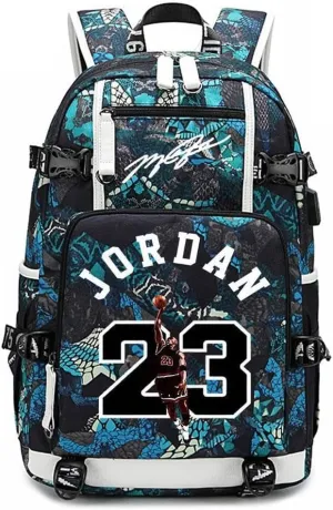 Basketball 23 Student School Bag, Laptop Backpack, Ultra-Light Travel Bag, For Men And Women (green-A)
