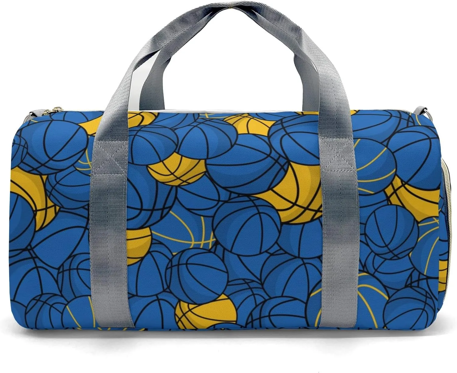 Basketball Pattern Gold Blue Customized Duffel Bags (Store Shoes) Weekender Overnight Bag Travel Bag Personalized Gift Gym Bags