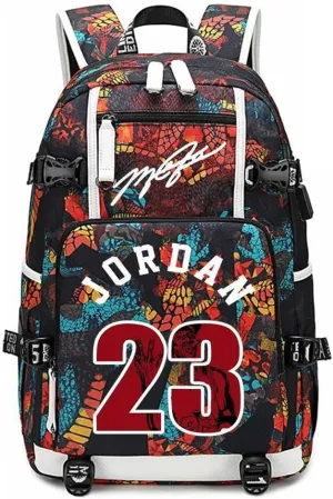 Basketball Player 23 Student School Bag, Laptop Backpack, Ultra-Light Travel Bag, For Men And Women (Red2)