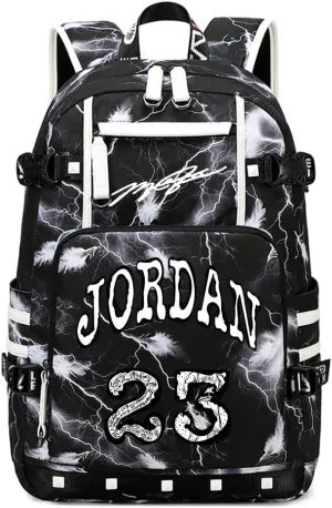 Basketball Star 23 Athletes Laptop Backpack Student Backpack Men Women Ultra Light Travel Bag (Black and White1)
