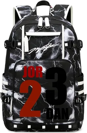 Basketball Star 23 Athletes Laptop Backpack Student Backpack Men Women Ultra Light Travel Bag (Black and White2)