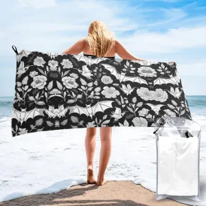 Bat Print Premium Compact Microfiber Travel Towel-Featherlight & Quick Dry,Sand-Resistant Beach Towel for Swimming,Camping,Vacation Essentials with Carry Pouch