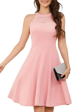 Bbonlinedress Women Cocktail Prom Wedding Dress Halter Lace Evening Party Short Vintage Homecoming Dresses