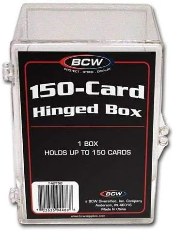 BCW Hinged Trading Card Box | 15 Ct (Pack of 15) | Snap Lock Closure for Security | Clear Polystyrene Trading Card Case for Collectible Cards | Baseball Card Case for Sports | Trading Card Storage Box