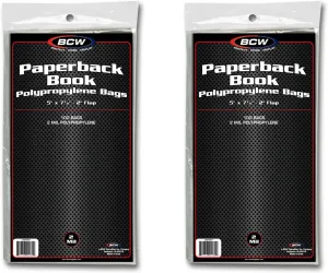 BCW Paperback Book Bags - 200-Pack | 5 x 7 3/8 Inches | Crystal Clear Polypropylene, Acid-Free Protection for Your Pocket Paperbacks | Book Covers for Paperbacks
