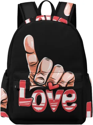 Be Kind Sign Language Love Backpack Travel Laptop Backpack Business Bag Casual Shoulder Bag for Women Men, 42x30x15cm, Style