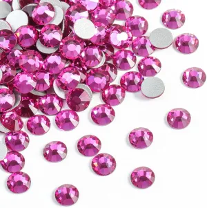 Beadsland 2880pcs Flat Back Crystal Rhinestones Round Gems for Nail Art and Craft Glue Fix,Fuchsia,SS20,4.6-4.8mm