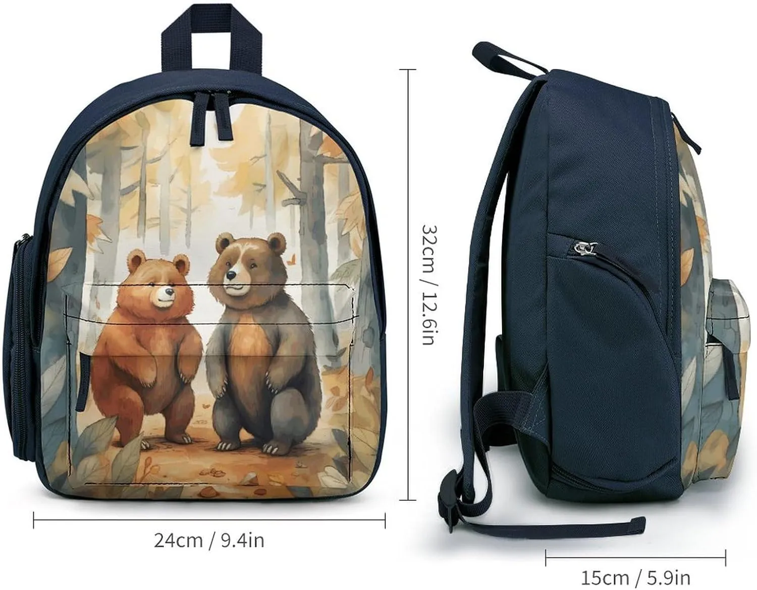 Bear in Woods Travel Backpack Casual Bag Lightweight Hiking Backpacks for Business, Travelling, Hiking