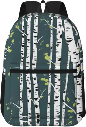 Beauty Birch Tree Travel Laptops Backpack For Women Men,Casual Work Bag 17inch Backpacks For Hiking Business