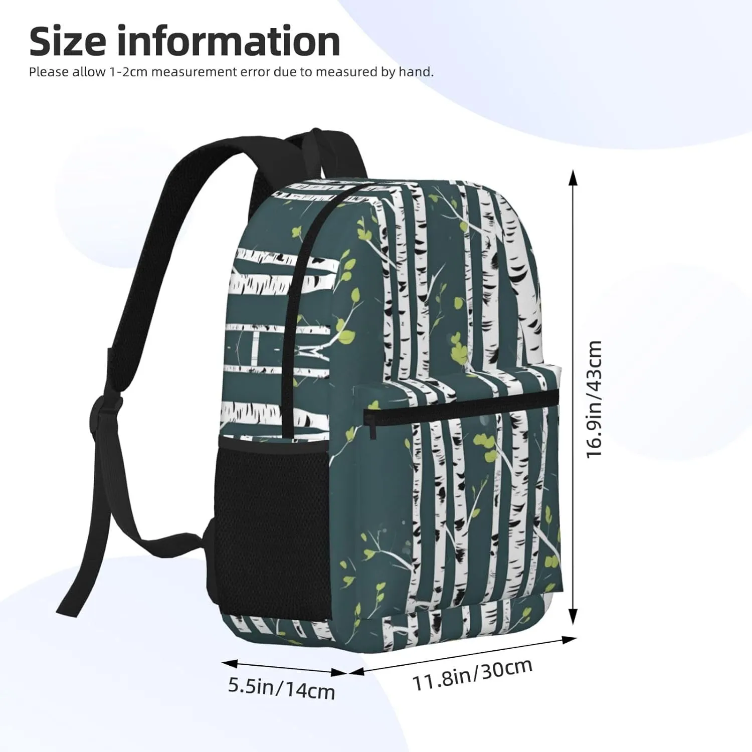 Beauty Birch Tree Travel Laptops Backpack For Women Men,Casual Work Bag 17inch Backpacks For Hiking Business