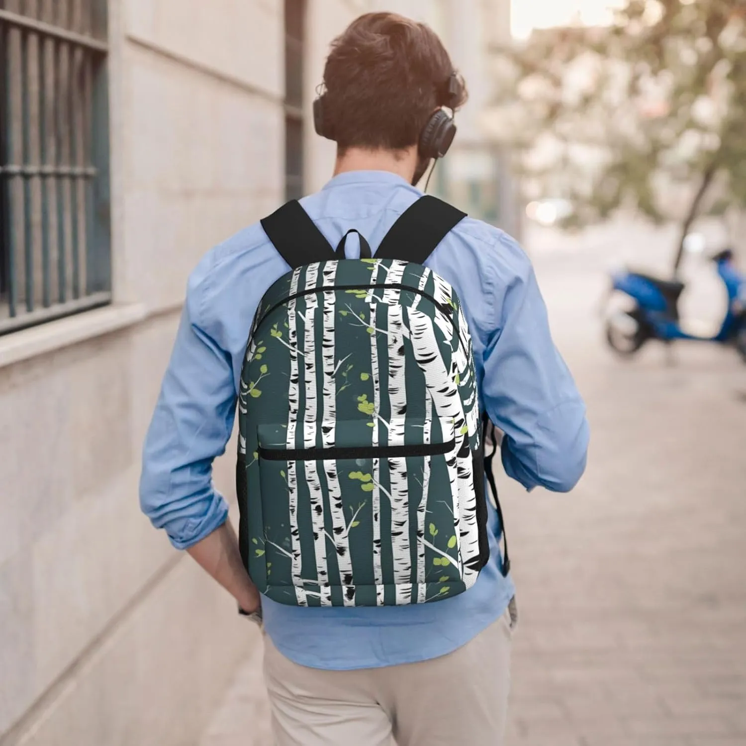 Beauty Birch Tree Travel Laptops Backpack For Women Men,Casual Work Bag 17inch Backpacks For Hiking Business