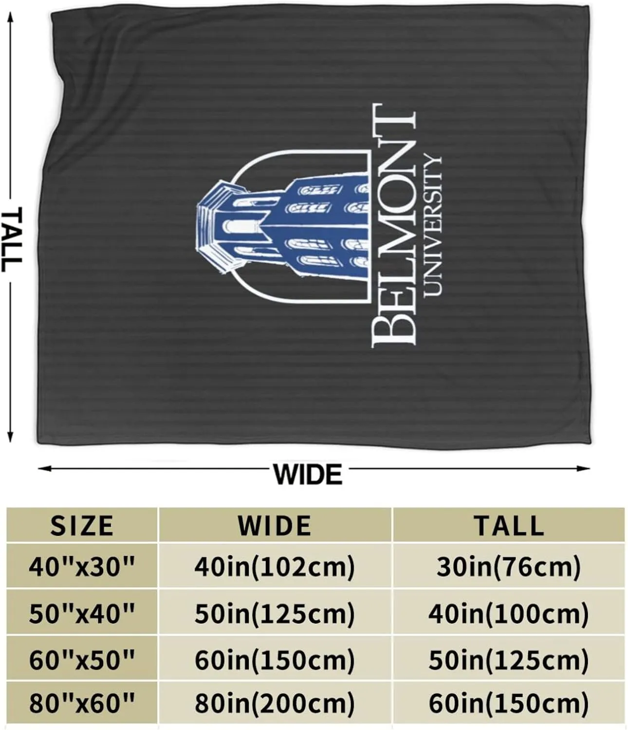 Belmont University Ultra-Soft Micro Fleece Blanket Soft Comfortable Flannel Blanket Available for Bed Couch Living Room