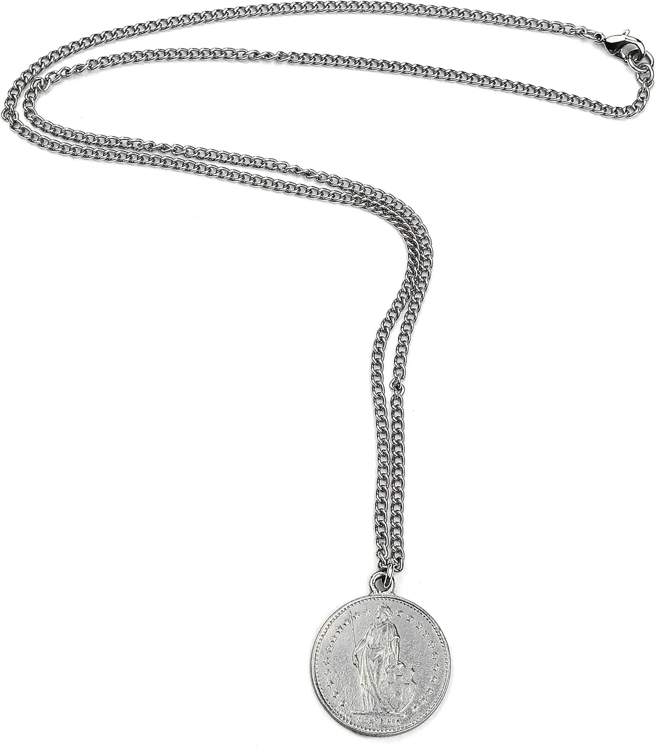 Ben-Amun Jewelry Antique Silver Look Coin Pendant Necklace Made in New York