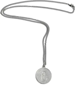 Ben-Amun Jewelry Antique Silver Look Coin Pendant Necklace Made in New York