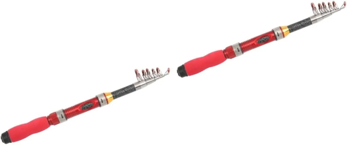 BESPORTBLE 2pcs Mini Freshwater Telescopic Rod Saltwater Fishing Pole Fiberglass Pole for Travel Outdoor Tackle Tools Beginner Adults Kids
