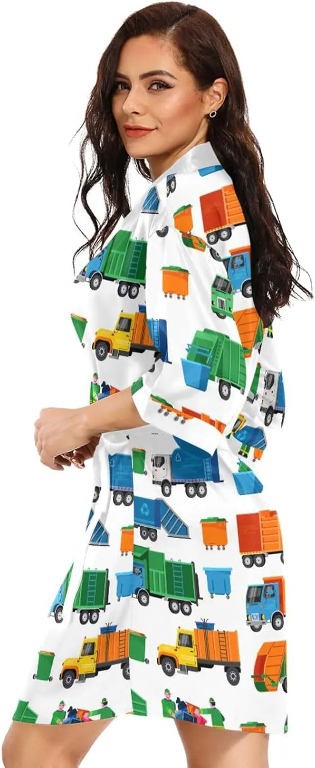 BGXW Women Half Sleeve Kimono Robe; V-neck Satin Bathrobes Kimono Short Sleepwear