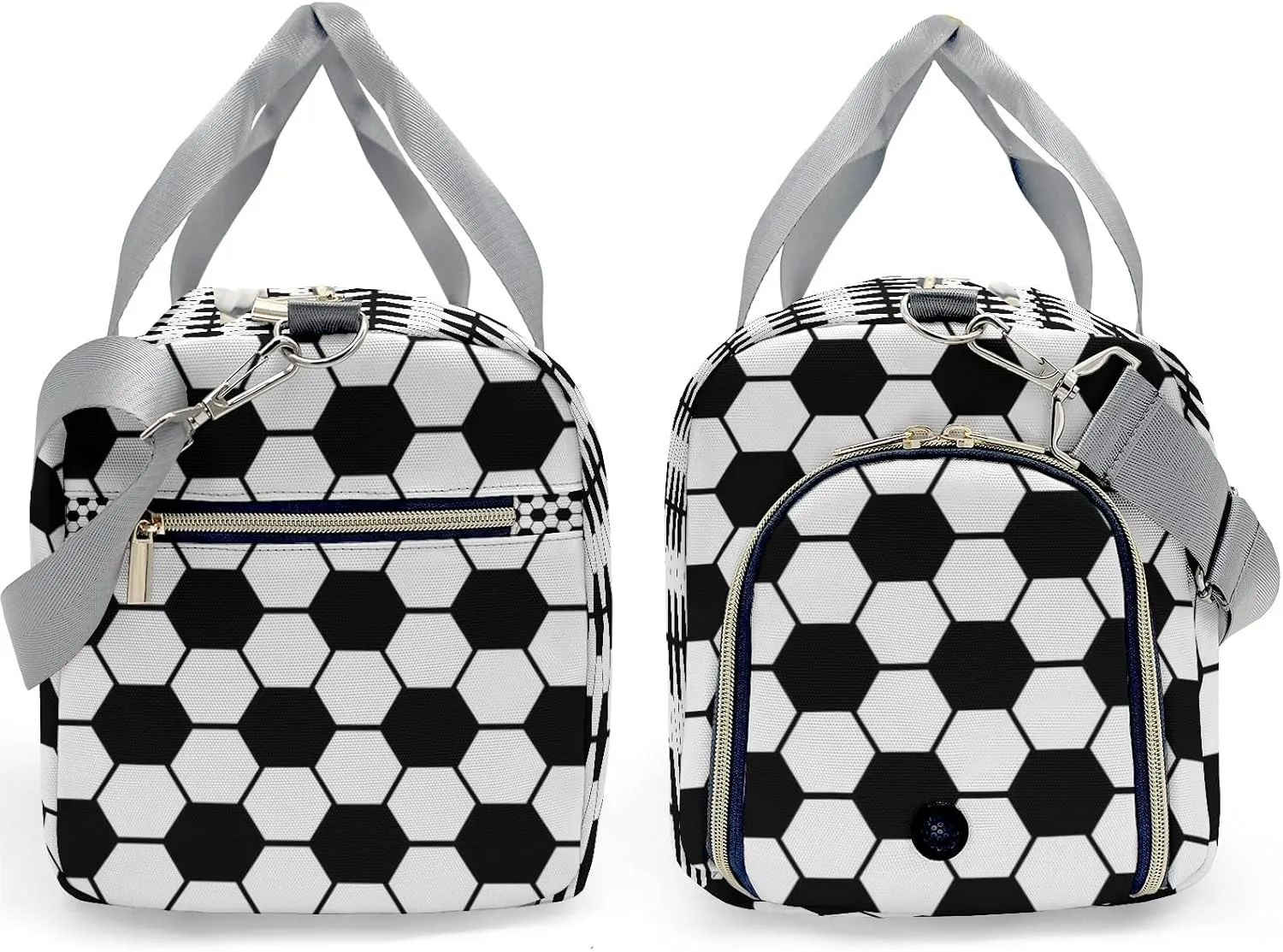 Black White Soccer Print Pattern Travel Bag Customized Duffel Bags Overnight Bag Personalized Gift Gym Bags