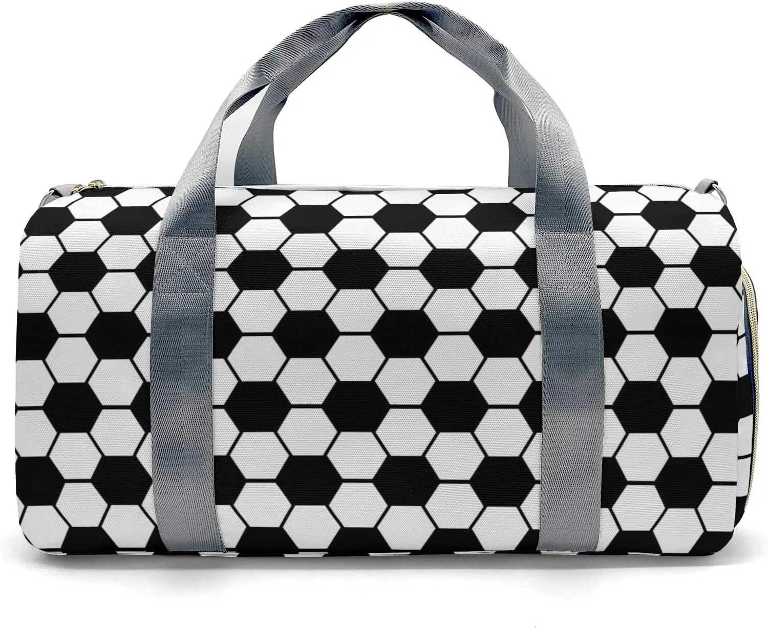 Black White Soccer Print Pattern Travel Bag Customized Duffel Bags Overnight Bag Personalized Gift Gym Bags