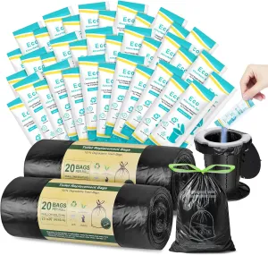 BLIKA 40pc Camping Toilet Bags Eco Absorbent Gel Set, Drawstring Portable Toilet Bags with Gel, 8 Gallon (30L) Heavy Duty 1.97 Mil, Toilet Replacement Bag with Toilet Powder for Camping Outdoor Hiking