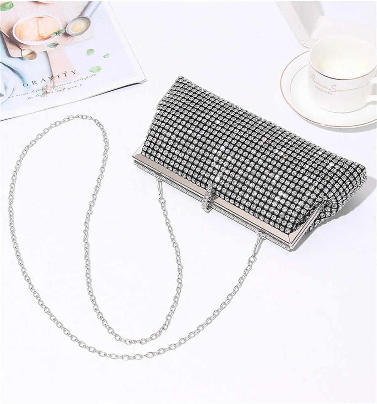 Bling Rhinestone Purse Bags Dumpling Clutch Purses for Women Formal Wedding Party Prom Evening Handbags
