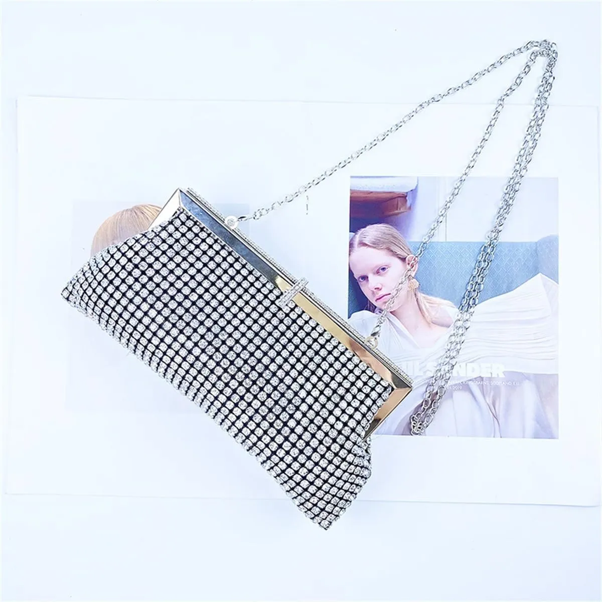 Bling Rhinestone Purse Bags Dumpling Clutch Purses for Women Formal Wedding Party Prom Evening Handbags