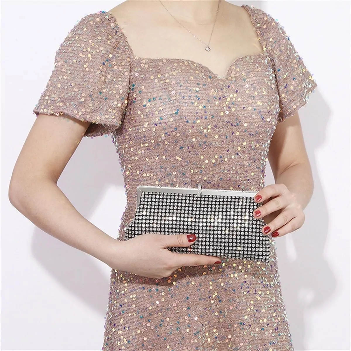 Bling Rhinestone Purse Bags Dumpling Clutch Purses for Women Formal Wedding Party Prom Evening Handbags