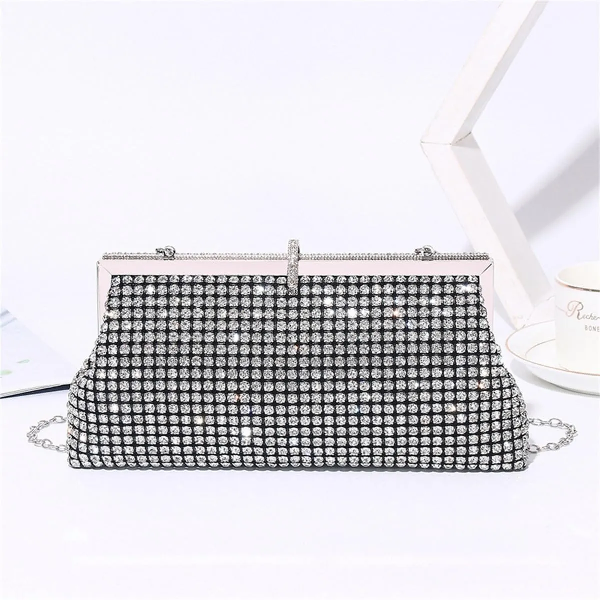 Bling Rhinestone Purse Bags Dumpling Clutch Purses for Women Formal Wedding Party Prom Evening Handbags