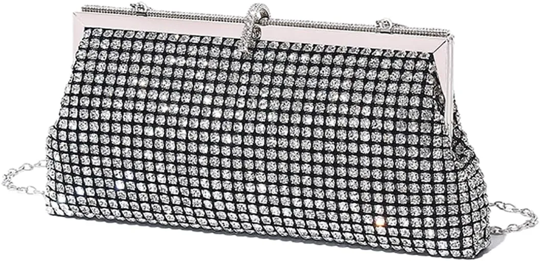 Bling Rhinestone Purse Bags Dumpling Clutch Purses for Women Formal Wedding Party Prom Evening Handbags