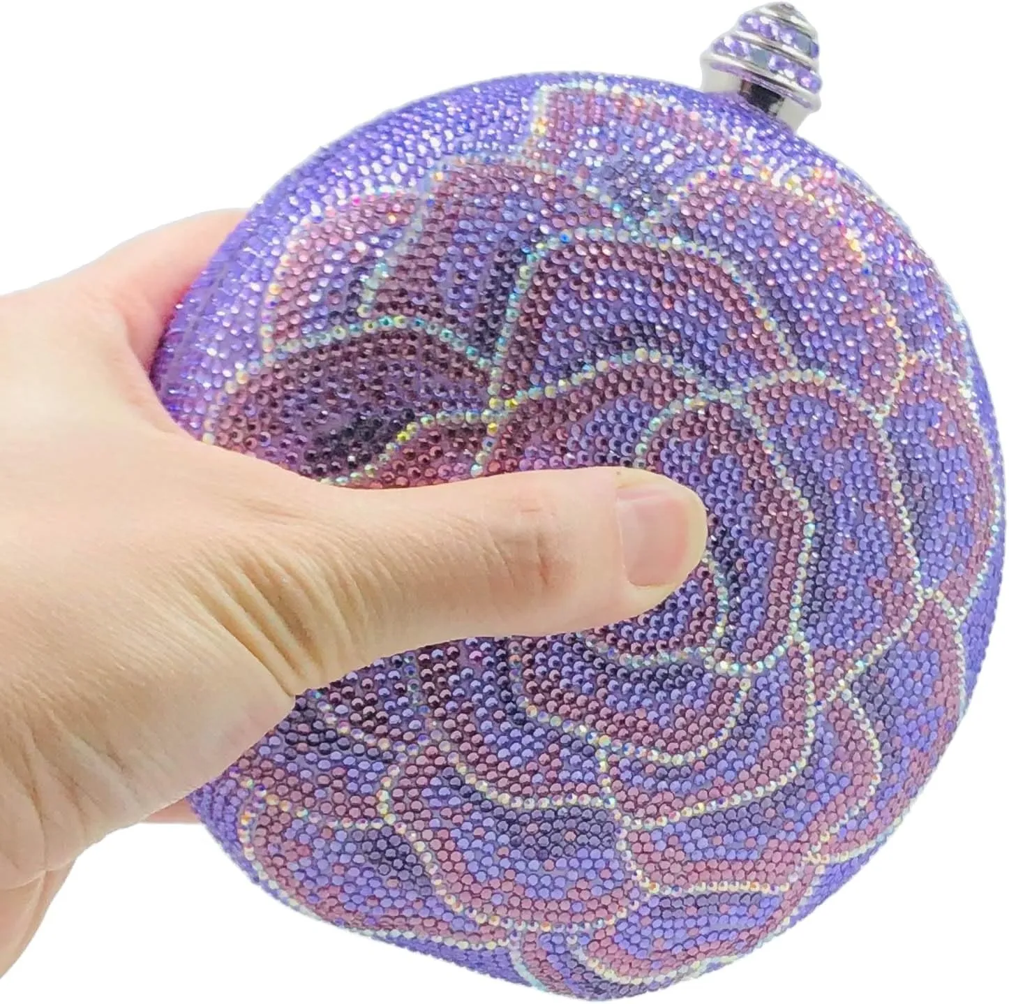 Boutique De FGG Round Flower Clutch Purse Women Rose Crystal Evening Handbag Party Rhinestone Floral Clutch Wedding Bag,Mini