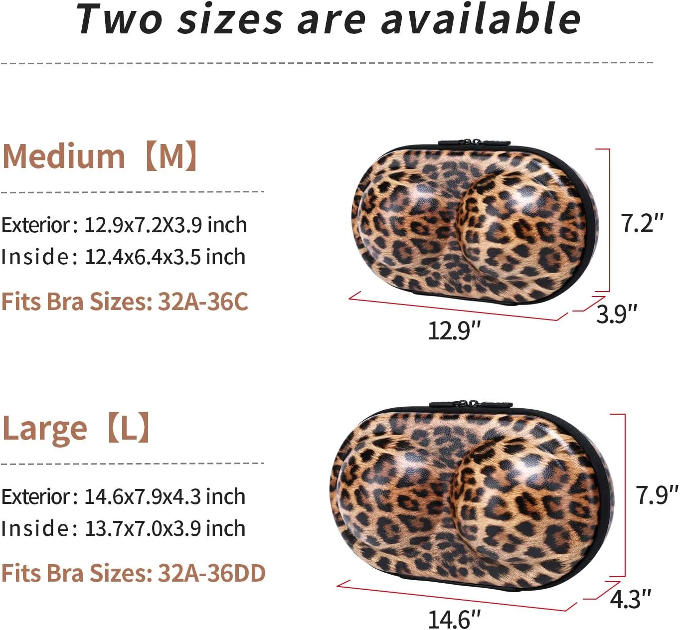Bra Case Premium Lingerie Travel Bag Leopard Print Underwear Organizer Bag for A-C Cup (Yellow)