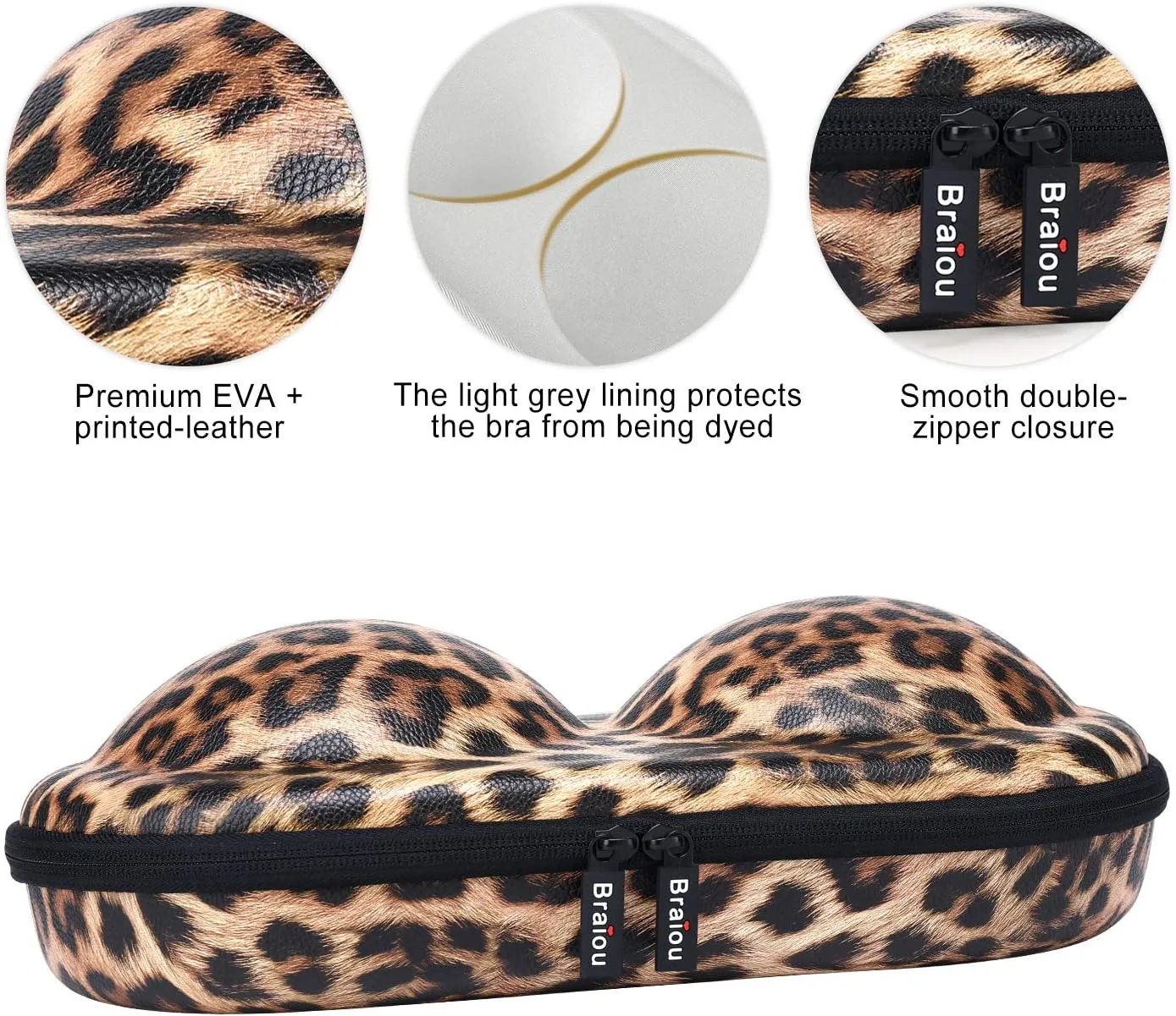 Bra Case Premium Lingerie Travel Bag Leopard Print Underwear Organizer Bag for A-C Cup (Yellow)