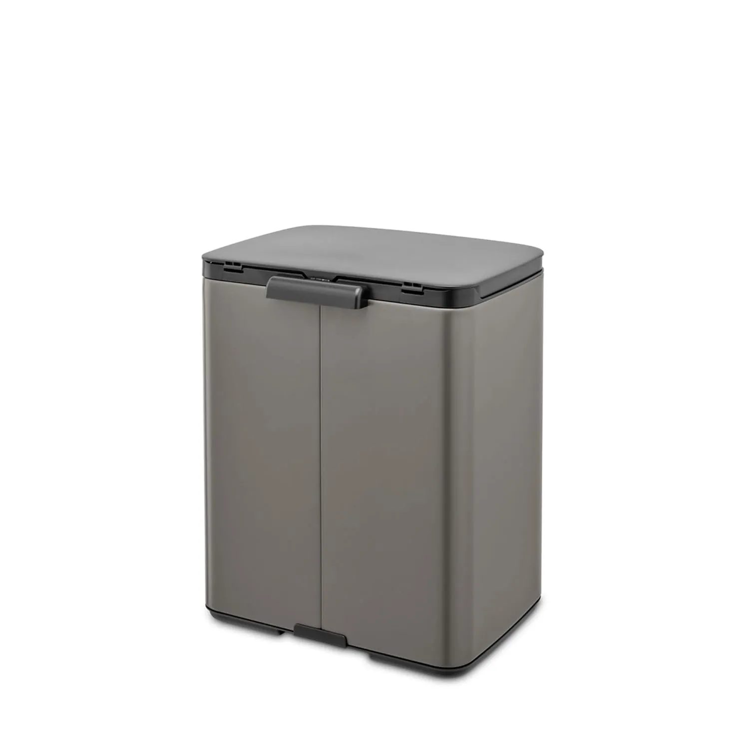 Brabantia Small Bo Trash Can 3.2 Gal - Easy Open, Soft Closing Lid, Hygienic, Space Efficient - for Bathroom, Home Office, Bedroom - Platinum - LWH 11.6 x 9.1 x 14.8