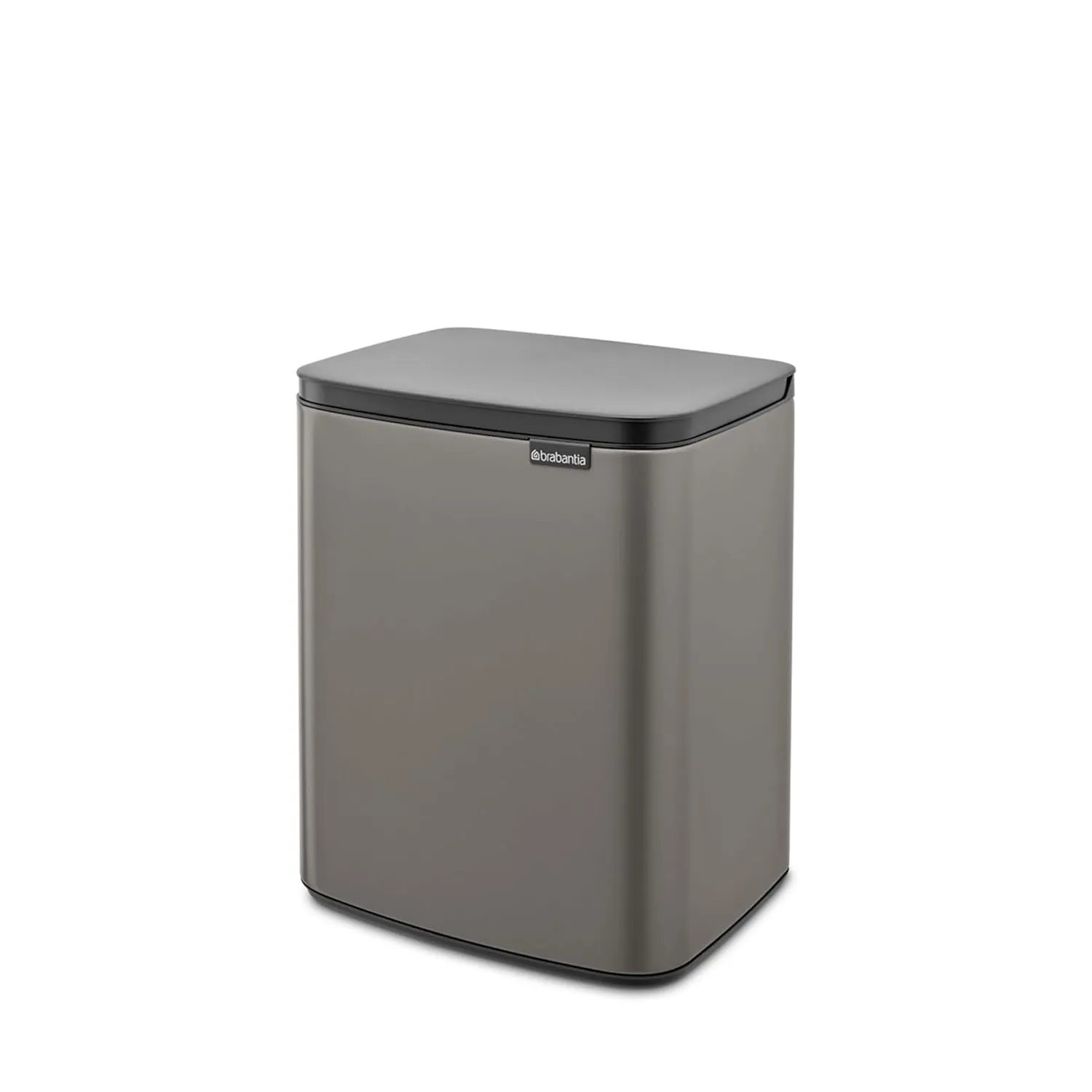 Brabantia Small Bo Trash Can 3.2 Gal - Easy Open, Soft Closing Lid, Hygienic, Space Efficient - for Bathroom, Home Office, Bedroom - Platinum - LWH 11.6 x 9.1 x 14.8
