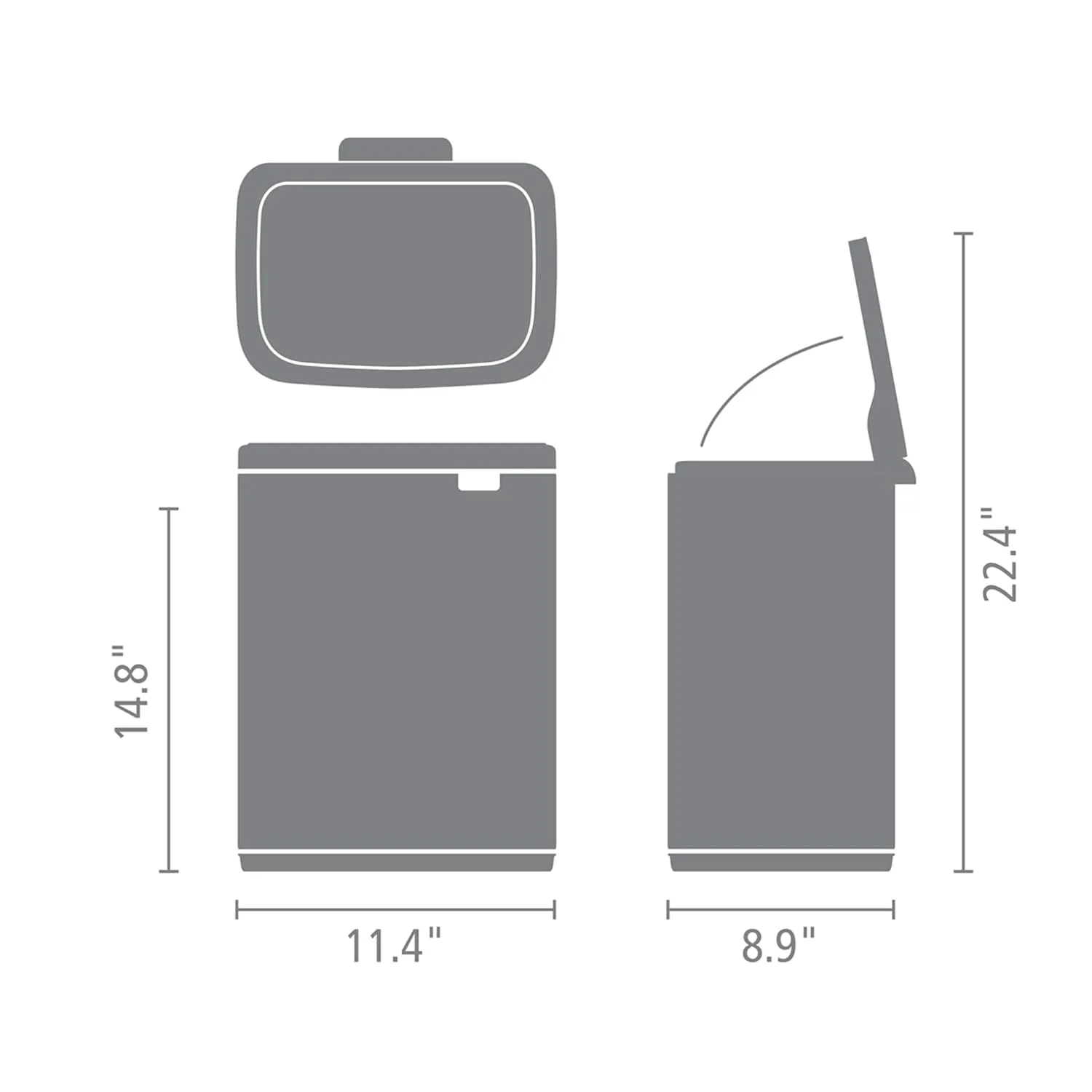 Brabantia Small Bo Trash Can 3.2 Gal - Easy Open, Soft Closing Lid, Hygienic, Space Efficient - for Bathroom, Home Office, Bedroom - Platinum - LWH 11.6 x 9.1 x 14.8