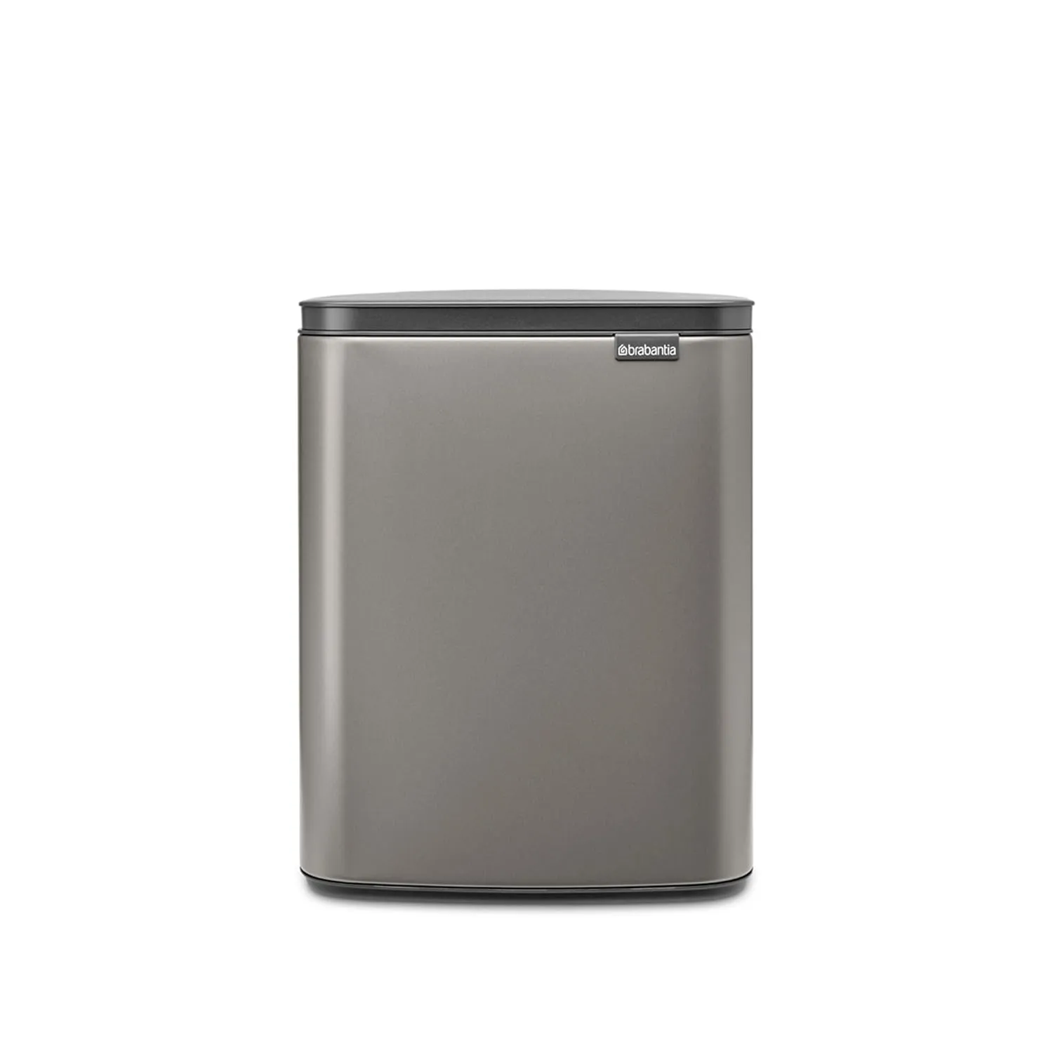 Brabantia Small Bo Trash Can 3.2 Gal - Easy Open, Soft Closing Lid, Hygienic, Space Efficient - for Bathroom, Home Office, Bedroom - Platinum - LWH 11.6 x 9.1 x 14.8