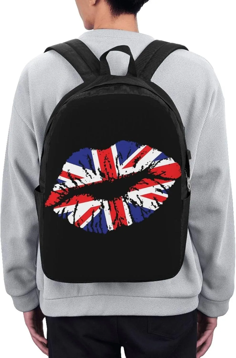 British England UK English Flag Lips Laptop Backpacks Travel Backpack Casual Business Daypack Sport Rucksack Computer Bag Fits up to 17 Inch Notebook with USB Port
