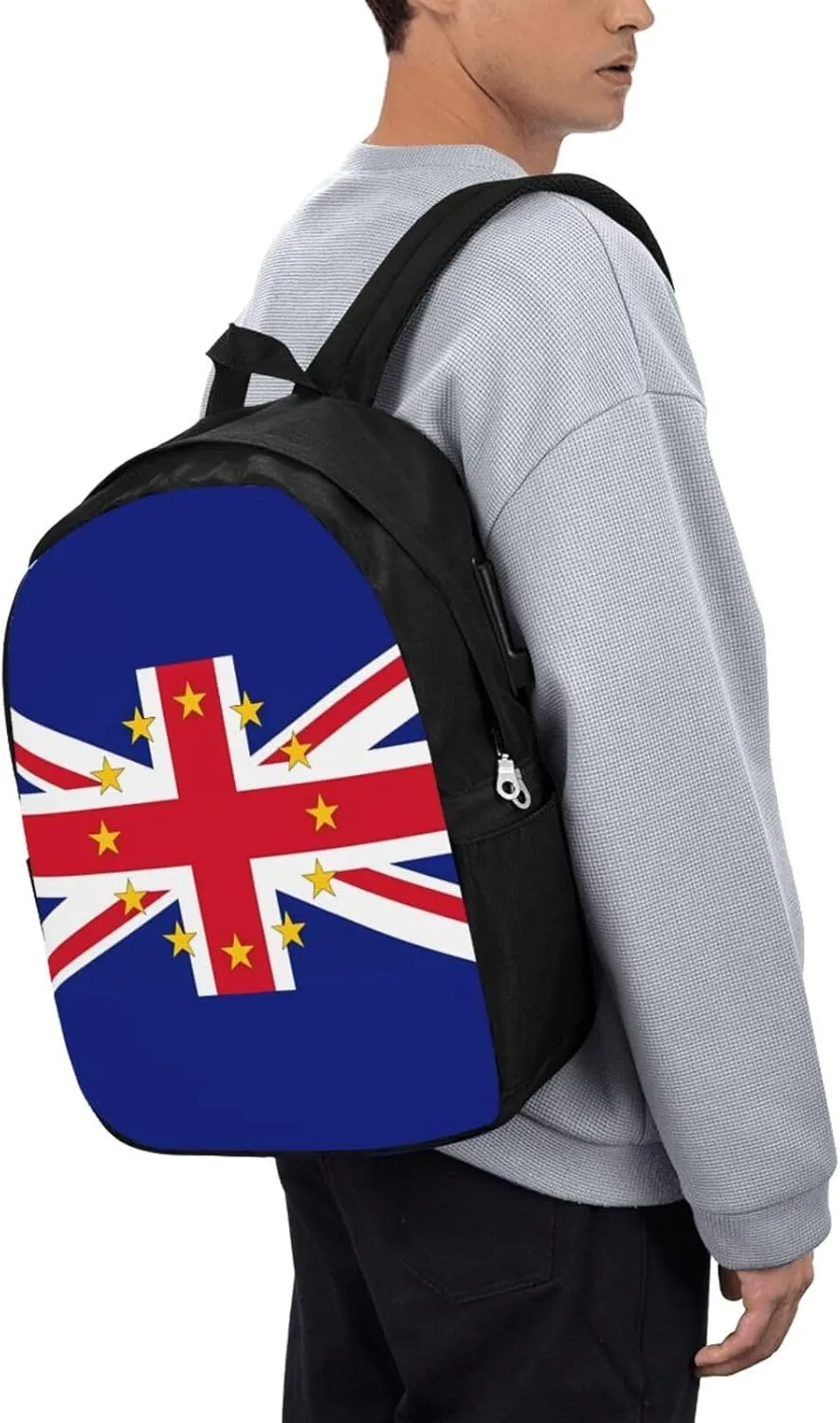 British England UK European Union Jack Flag Laptop Backpacks Travel Backpack Casual Business Daypack Sport Rucksack Computer Bag Fits up to 17 Inch Notebook with USB Port