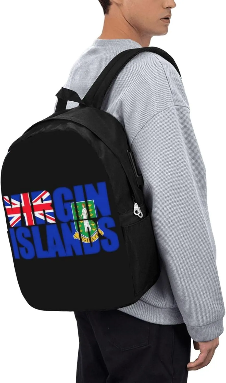 British Virgin Islands Flag Laptop Backpacks Travel Backpack Casual Business Daypack Sport Rucksack Computer Bag Fits up to 17 Inch Notebook with USB Port