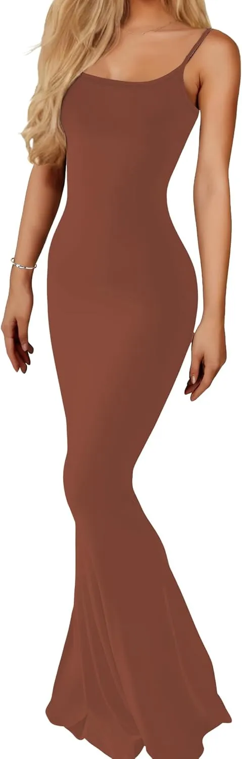 Buauty Womens Summer Dress Bodycon Maxi Dress Sleeveless Casual Long Dresses 2025 Spaghetti Strap Slip Elegant Evening Party