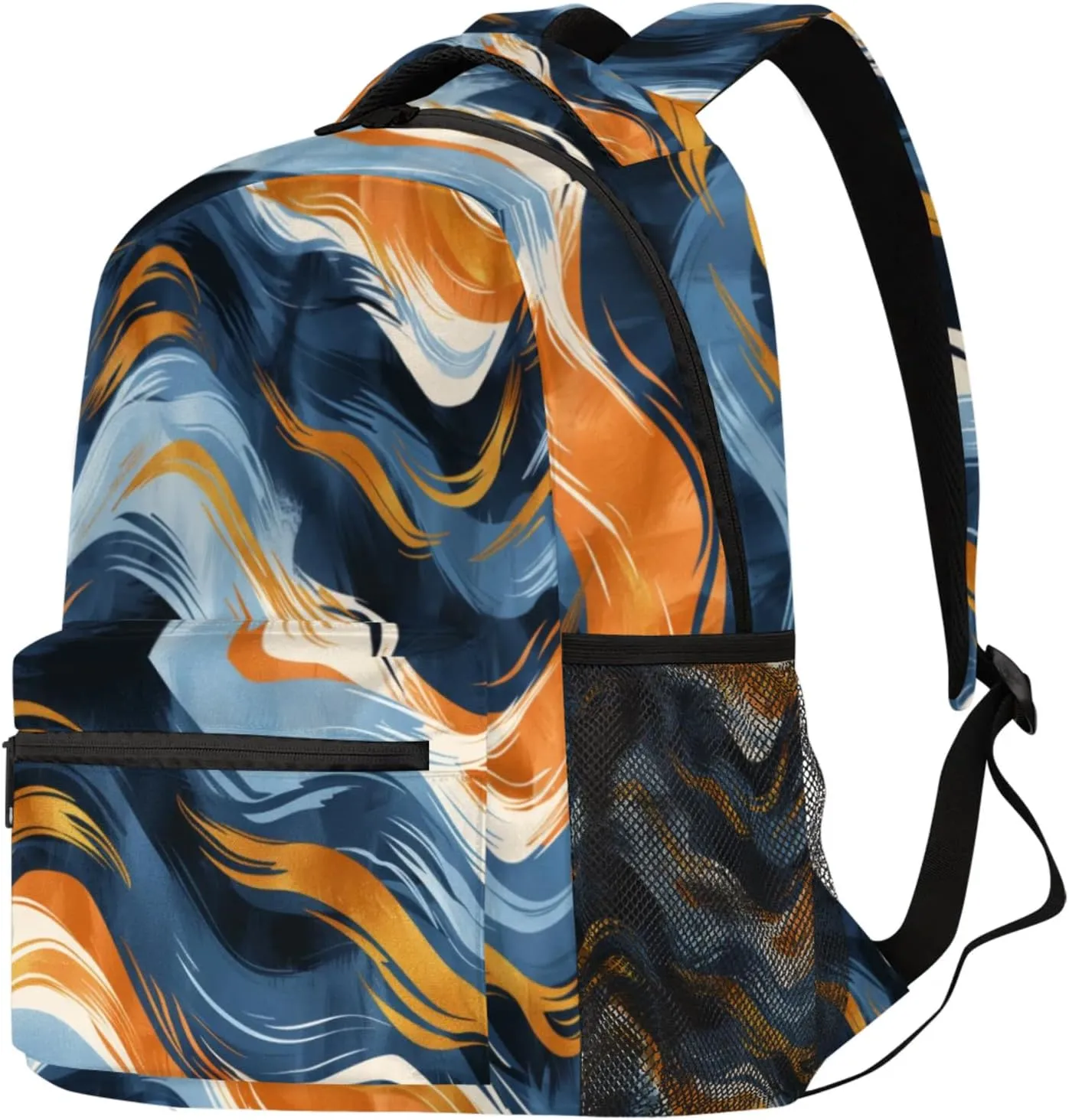 Budxapjw Abstract Waves Travel Laptop Backpack for Women Men Colorful Waves Waterproof Bag with Adjustable Padded Shoulder Straps for Business Work Travel Hiking Camping