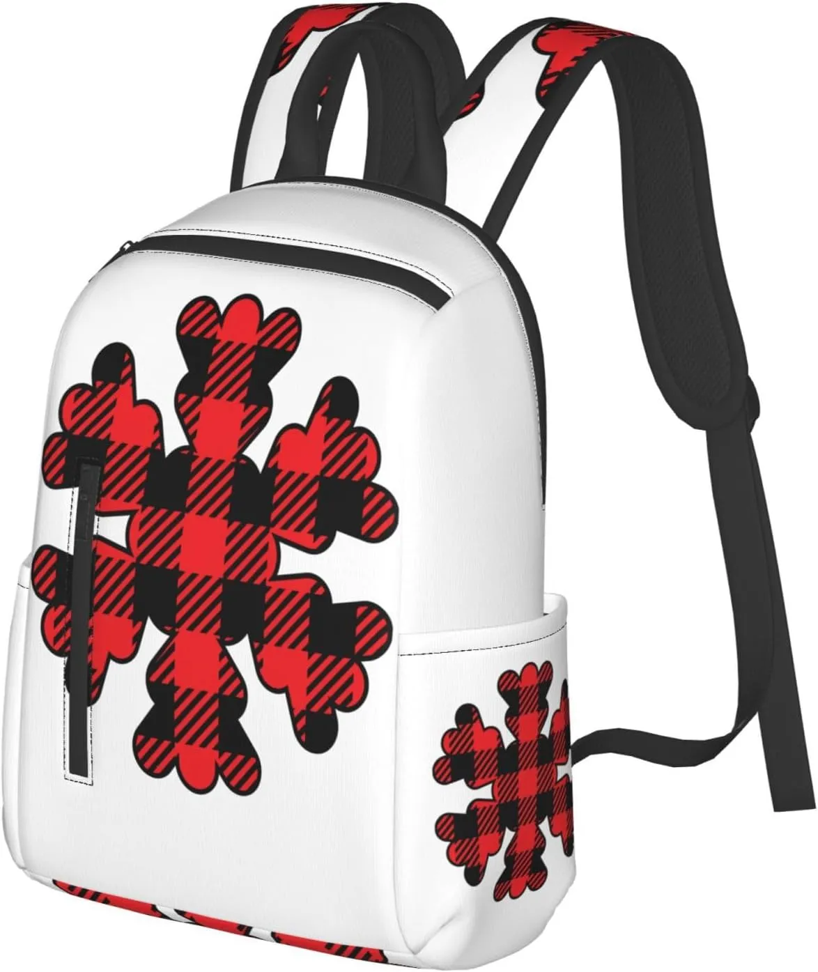 Buffalo Plaid Snowflake Casual Backpacks Large Capacity Laptop Backpack Sports Rucksack Travel Daypack Adjustable Shoulder Strap Work Bag for Outdoor Camping
