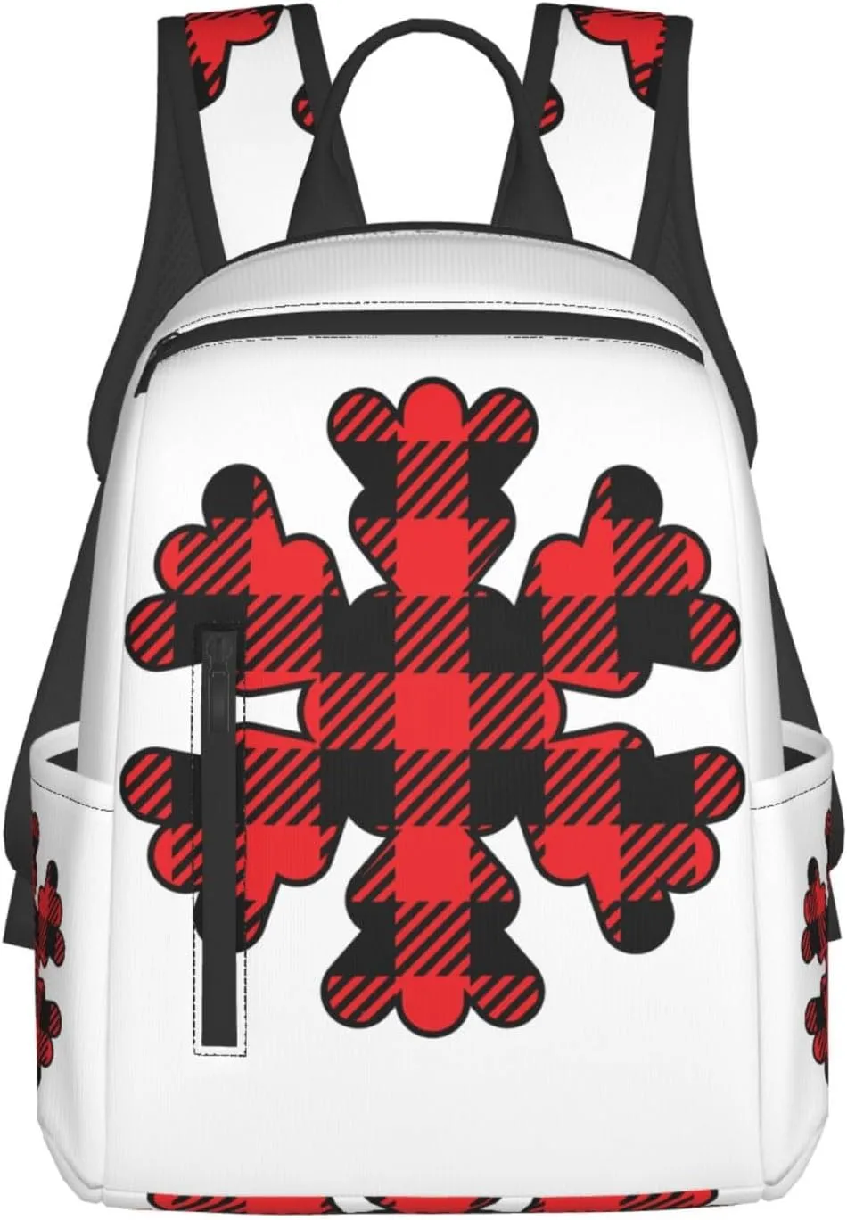 Buffalo Plaid Snowflake Casual Backpacks Large Capacity Laptop Backpack Sports Rucksack Travel Daypack Adjustable Shoulder Strap Work Bag for Outdoor Camping
