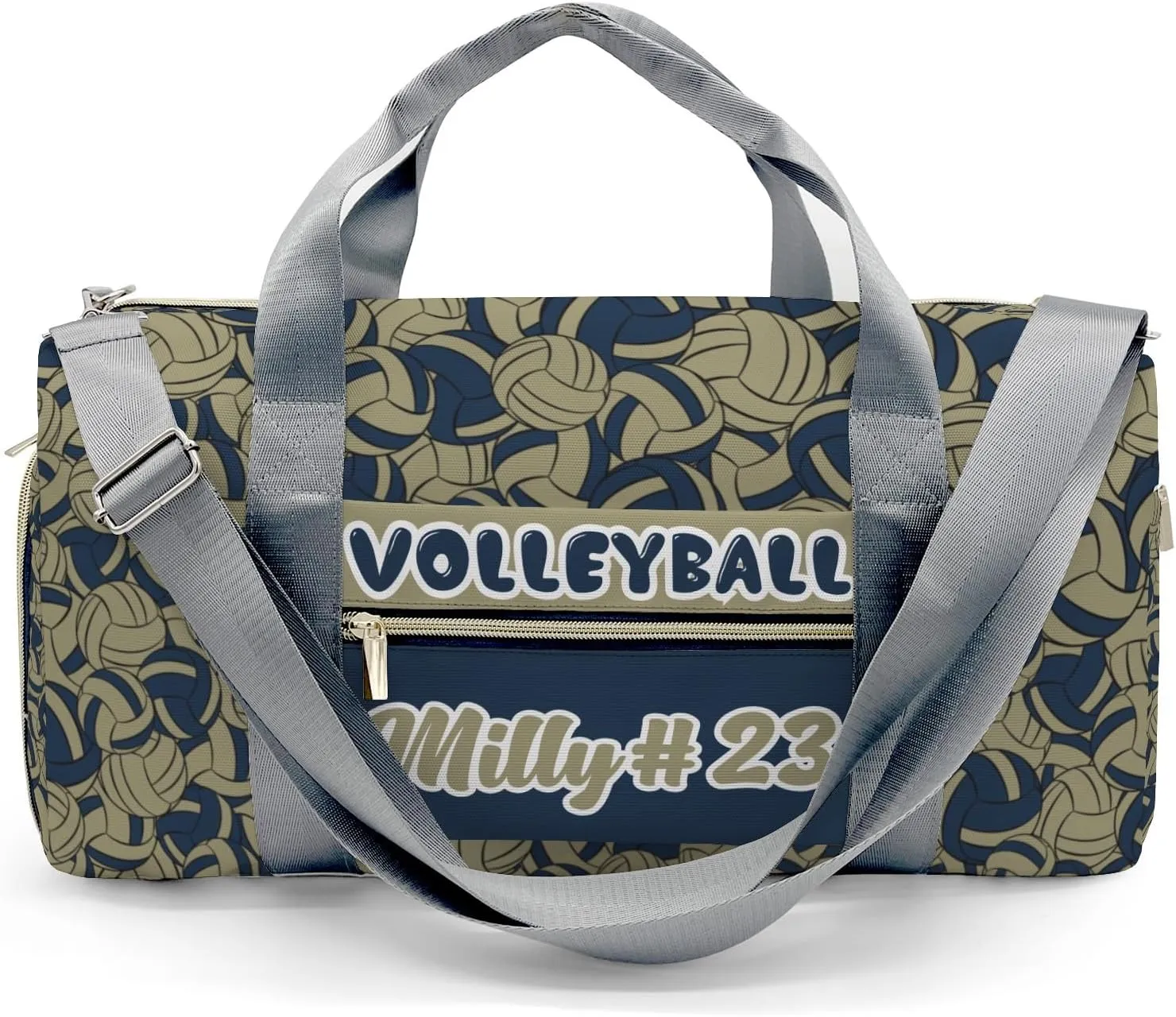 Camouflage Navy Volleyball Pattern Waterproof Duffel Bag Adjustable Shoulder Strap Perform Training Travel Bag for Teens Adults Women Men
